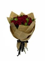 Classic 15 red roses bouquet wrapped in vintage paper by Flowsent – Valentine’s flower delivery in Cairo and Giza