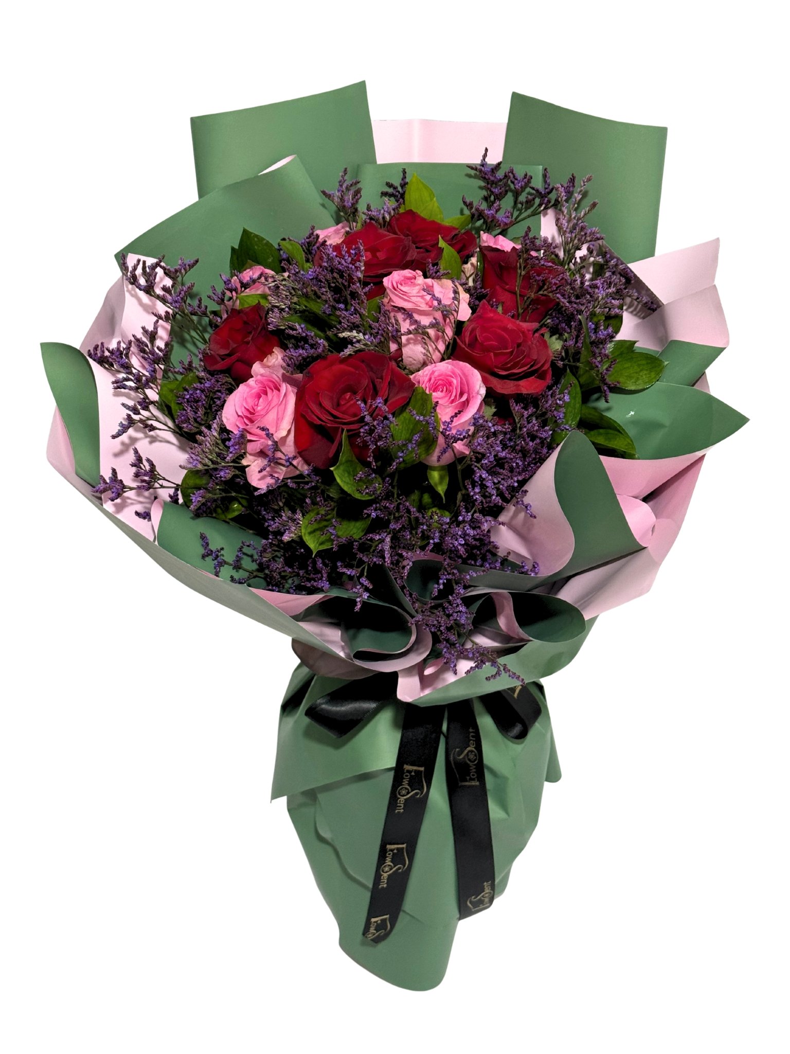Lovely – Red & White Roses Valentine’s Bouquet | Flower Delivery in Cairo & Giza Lovely Valentine’s bouquet of red and white roses with limonium by Flowsent – flower delivery in Cairo and Giza