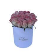 Eden pink Jumilia roses in luxury white flower box by Flowsent – delivery in Cairo and Giza