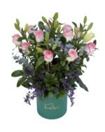Pink Garden flower box with pink roses and lilies by Flowsent – delivery in Cairo and Giza